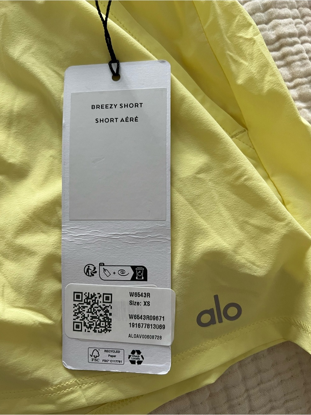 ALO Yoga Breezy Short in Pale Yellow - Picture 2 of 2